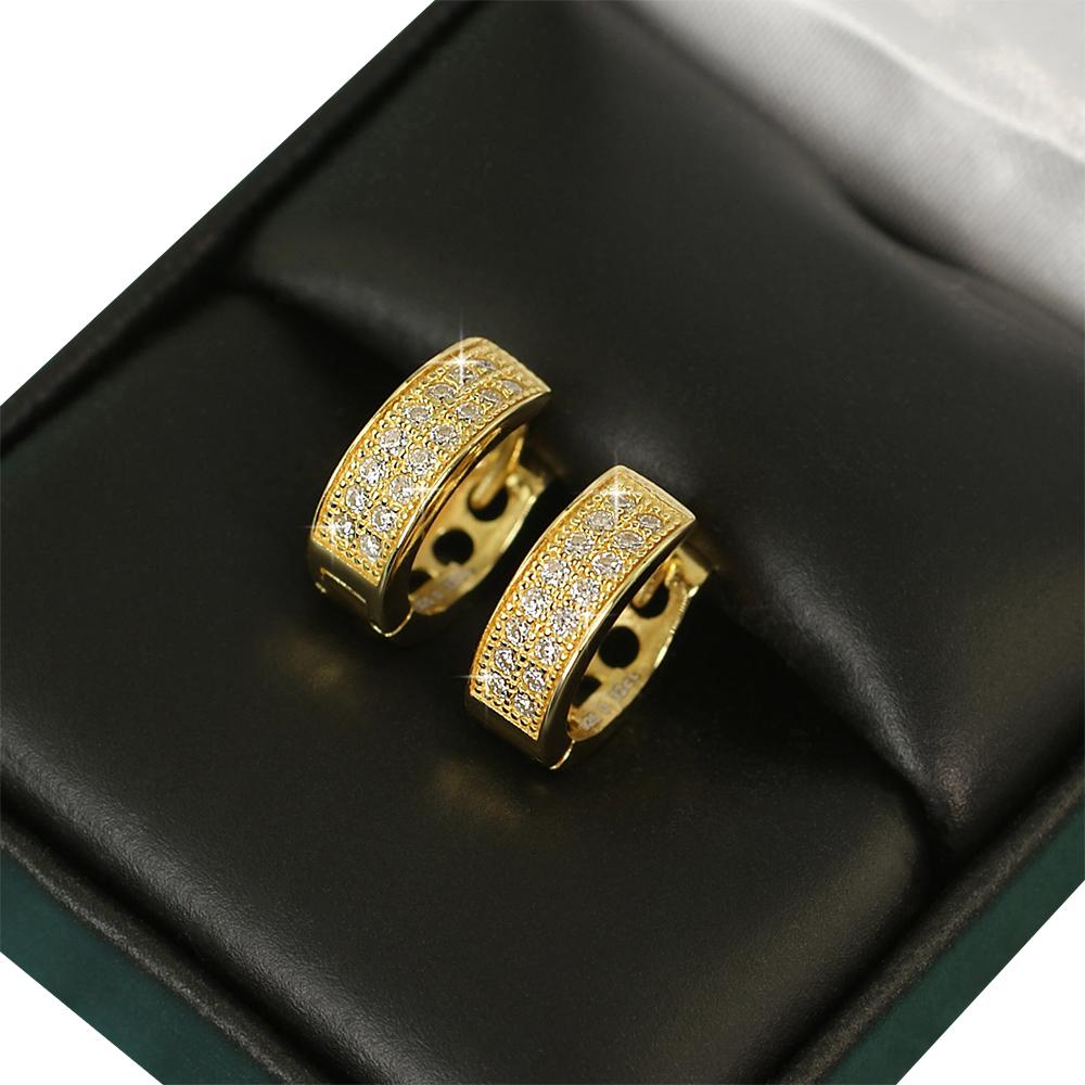 2 Row Hoop VVS Moissanite Earrings .925 Sterling Silver