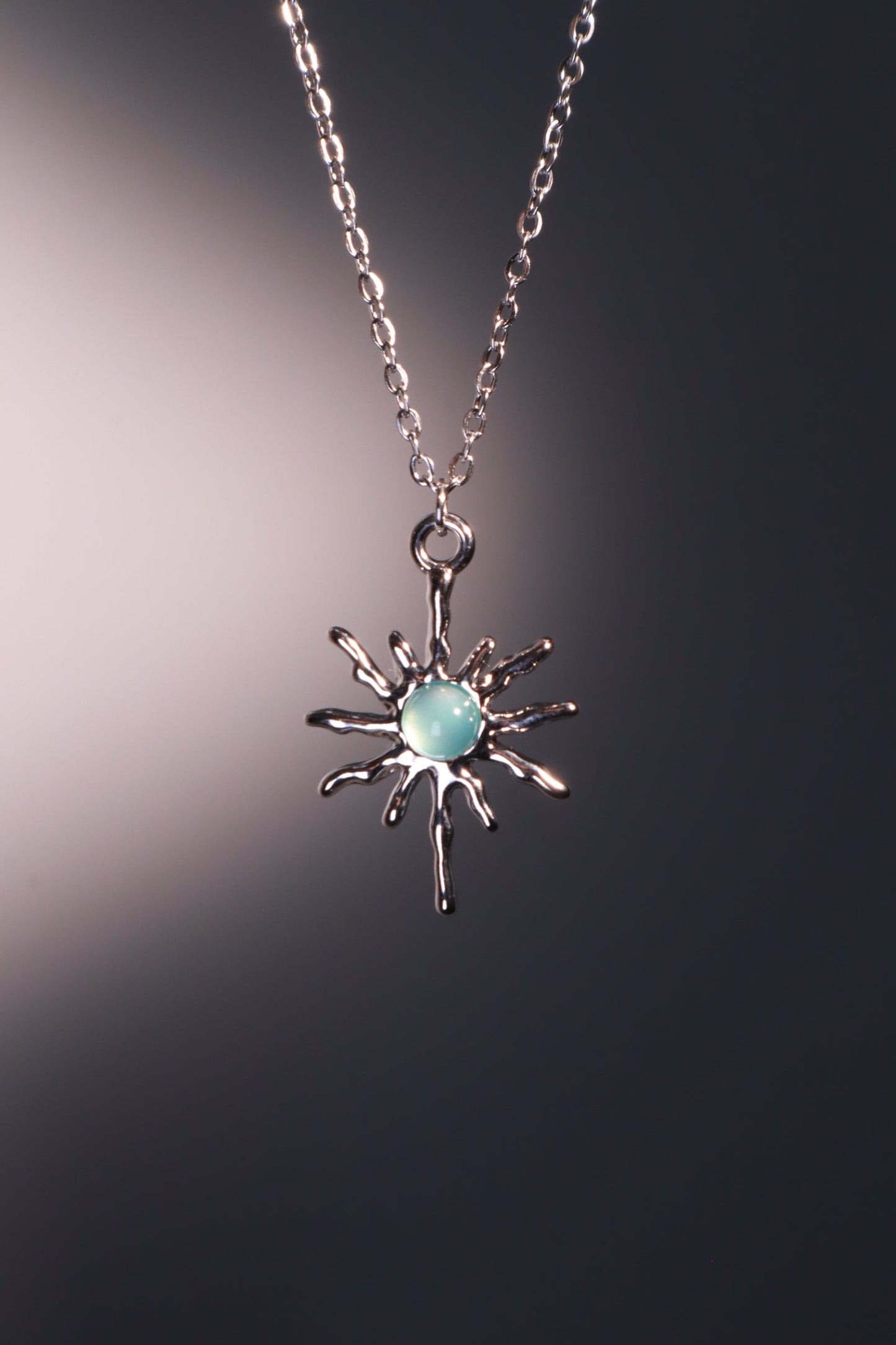 Palladium White Gold Plated Pole Star Wave Layer Necklace