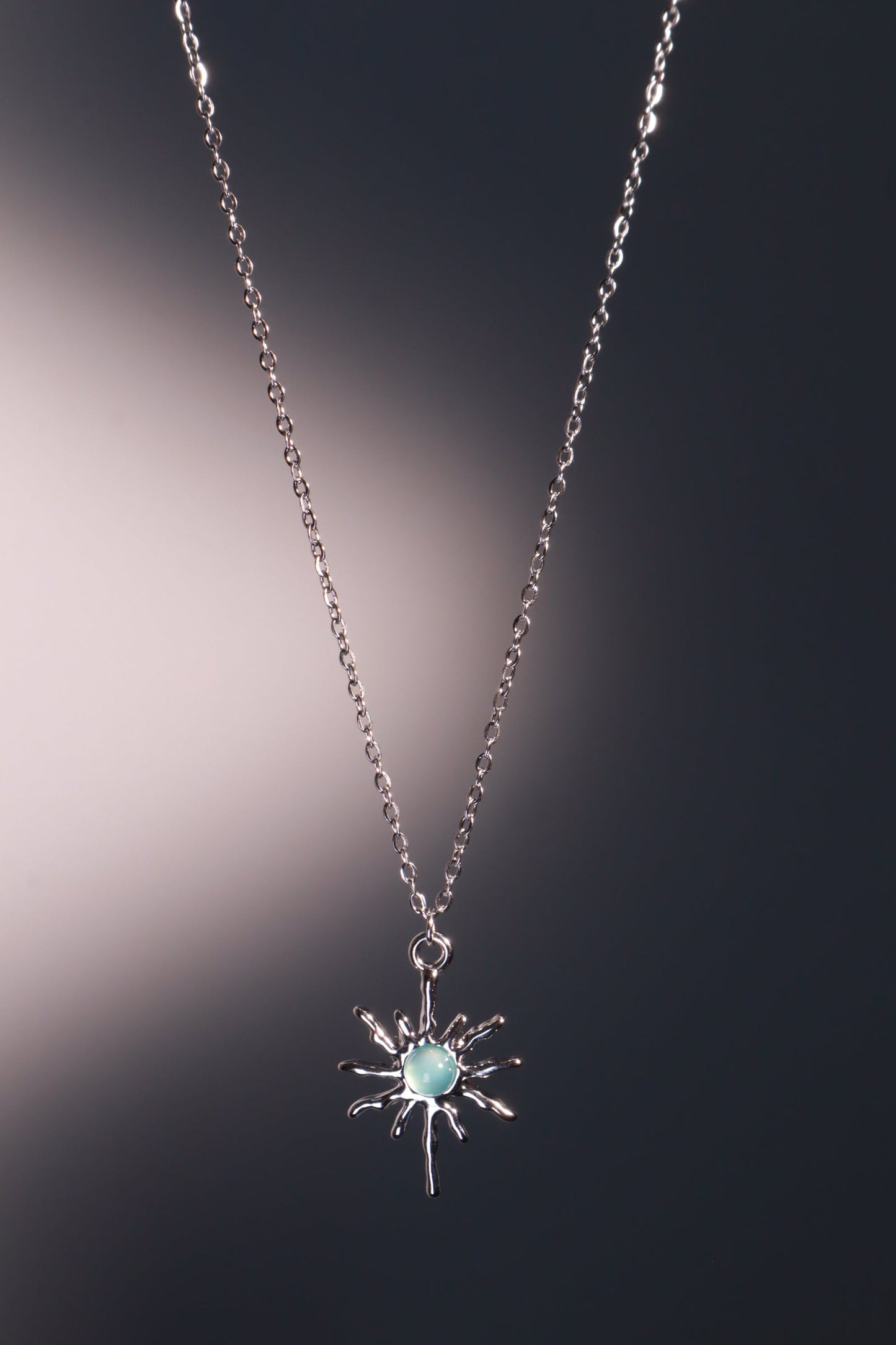 Palladium White Gold Plated Pole Star Wave Layer Necklace
