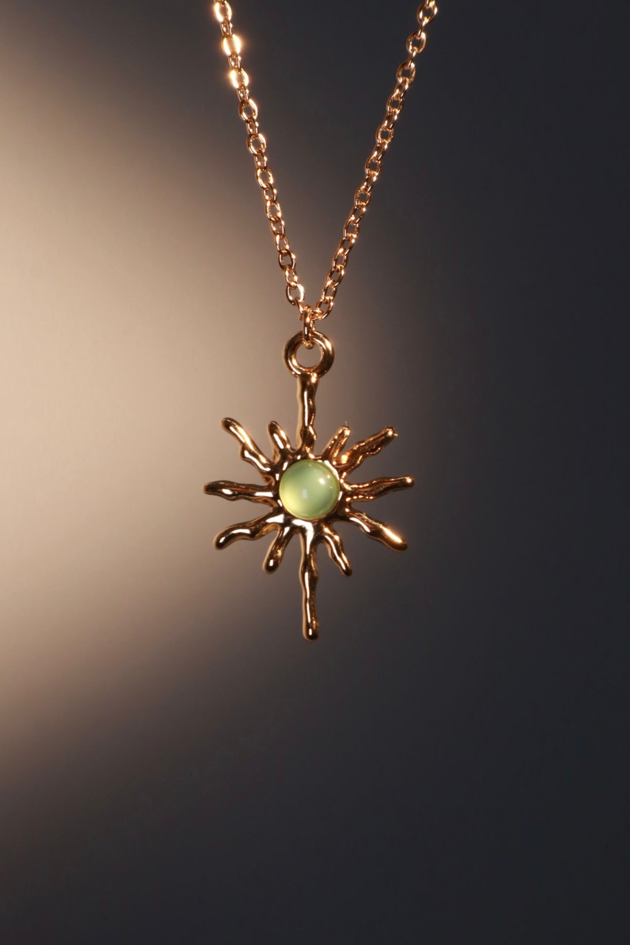 18K Real Gold Plated Pole Star Wave Layer Necklace
