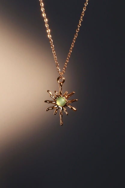 18K Real Gold Plated Pole Star Wave Layer Necklace