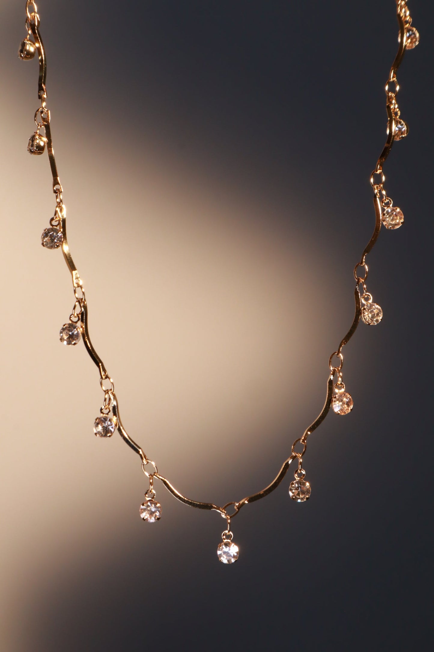 18K Real Gold Plated Pole Star Wave Layer Necklace