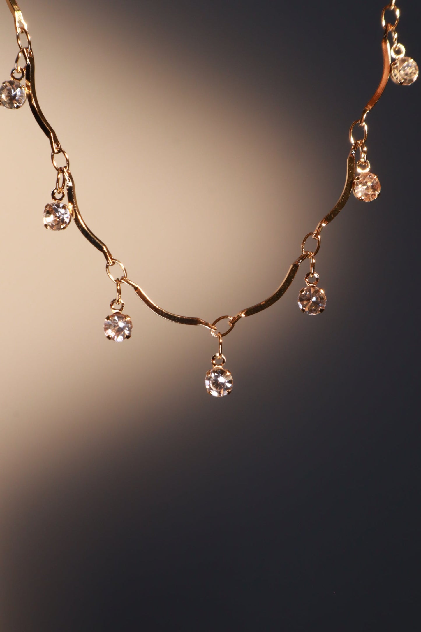 18K Real Gold Plated Pole Star Wave Layer Necklace