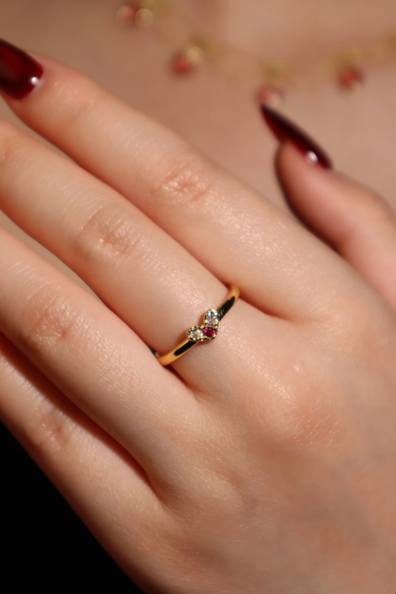 20K Gold Plated Red Heart Ring