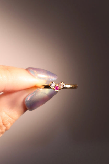 20K Gold Plated Red Heart Ring