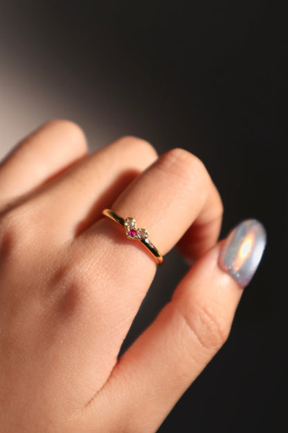 20K Gold Plated Red Heart Ring