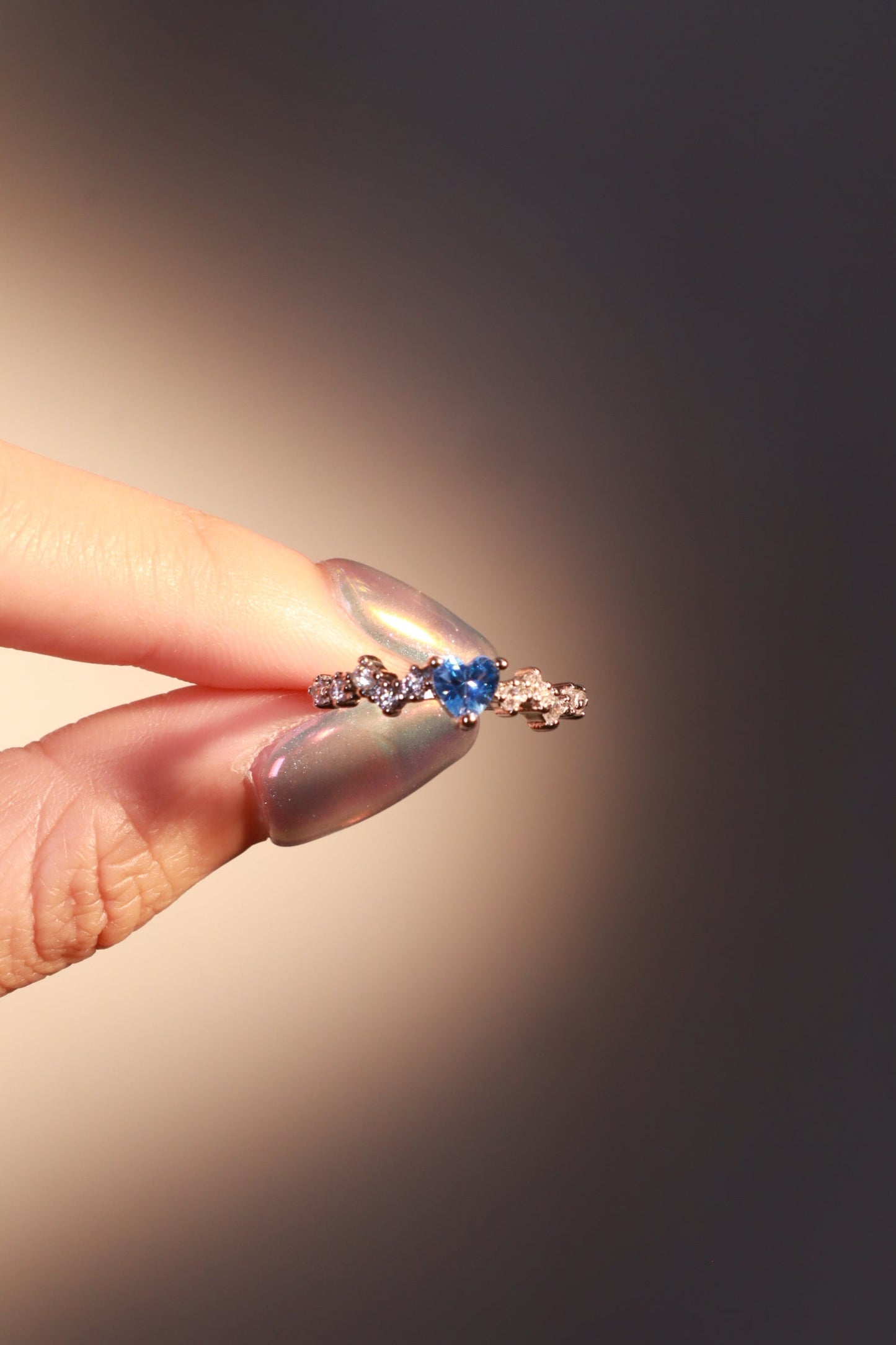 Blue Gem Heart Ring