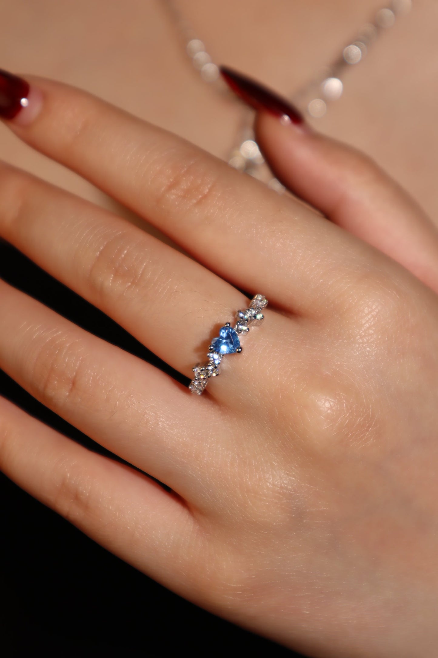 Blue Gem Heart Ring