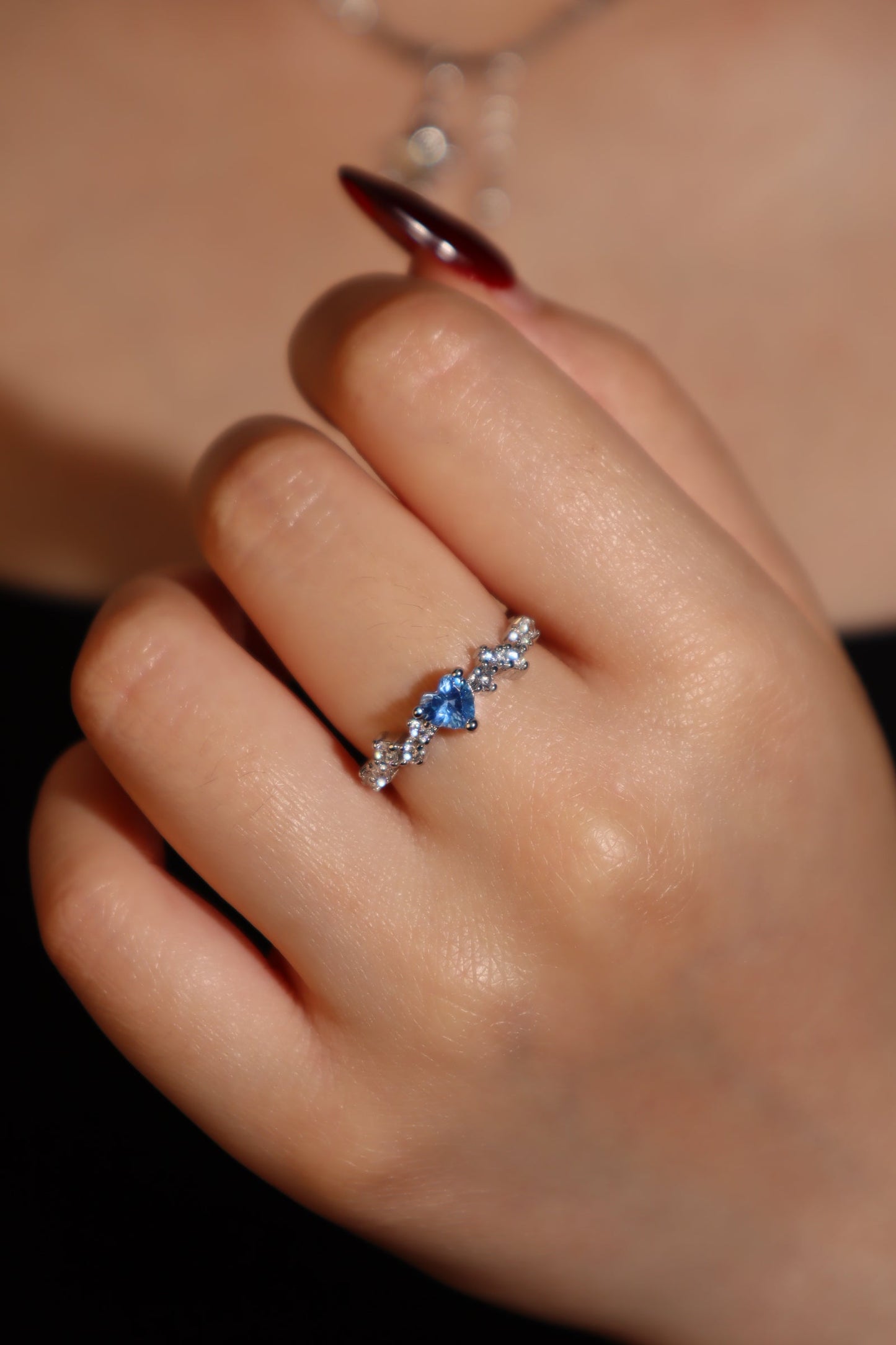 Blue Gem Heart Ring
