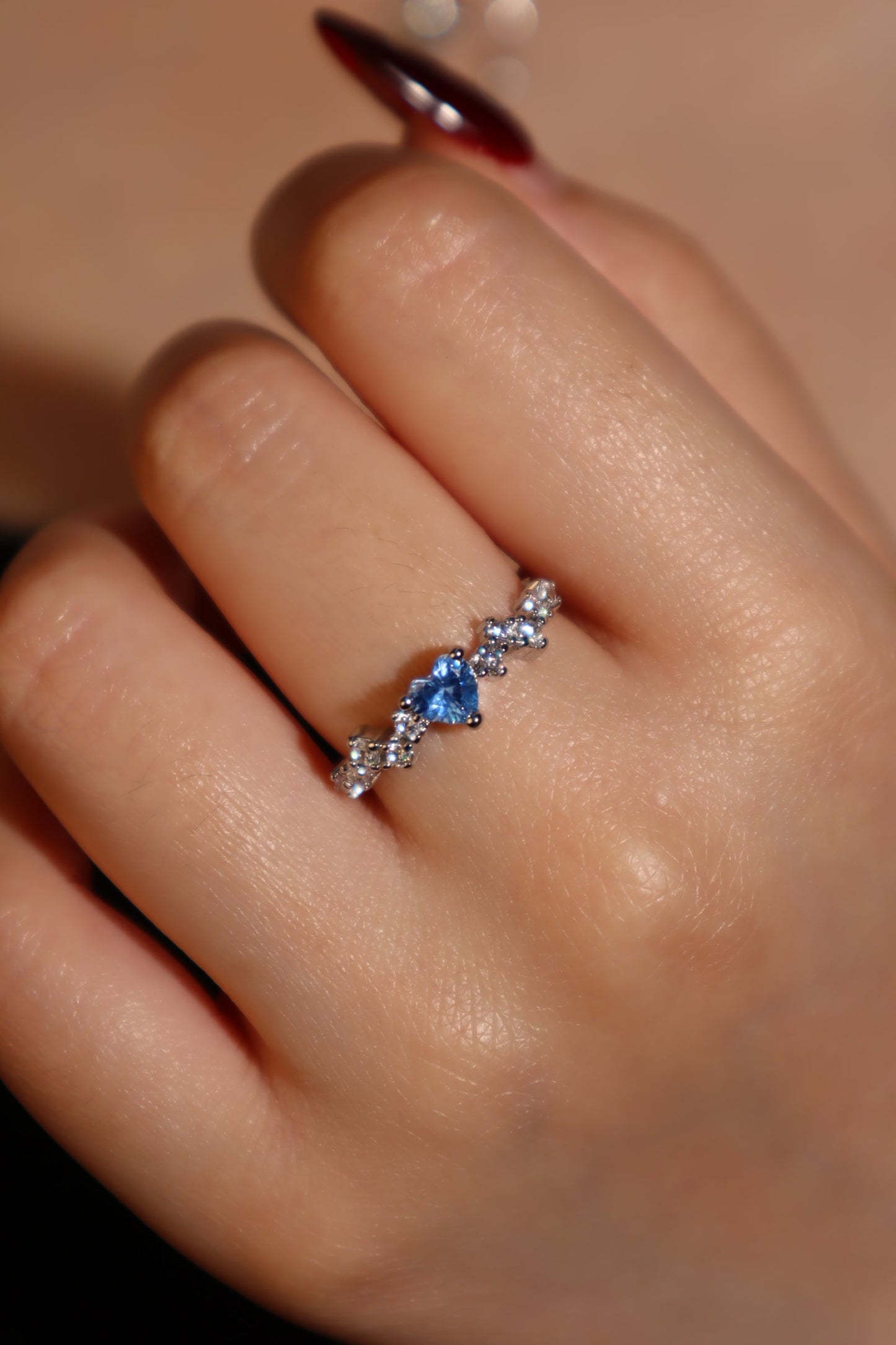 Blue Gem Heart Ring