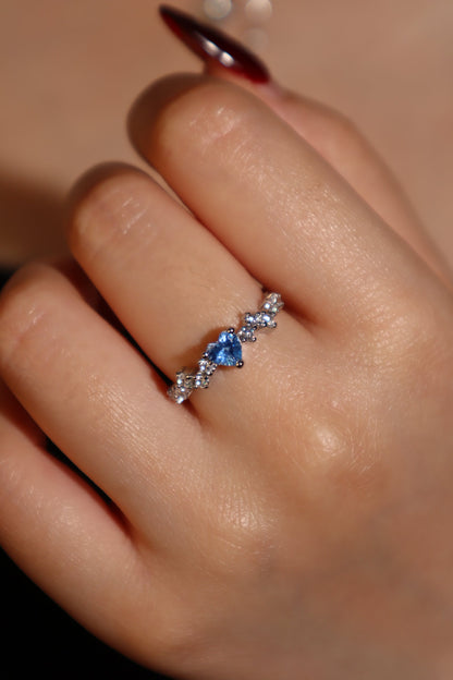 Blue Gem Heart Ring