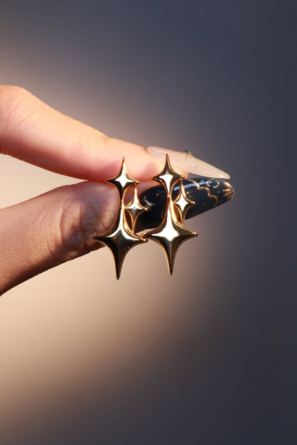18K Gold Stainless Steel 3 in 1 Stars Earrings