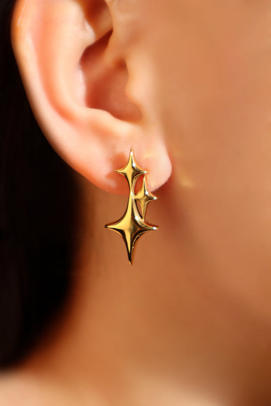 18K Gold Stainless Steel 3 in 1 Stars Earrings