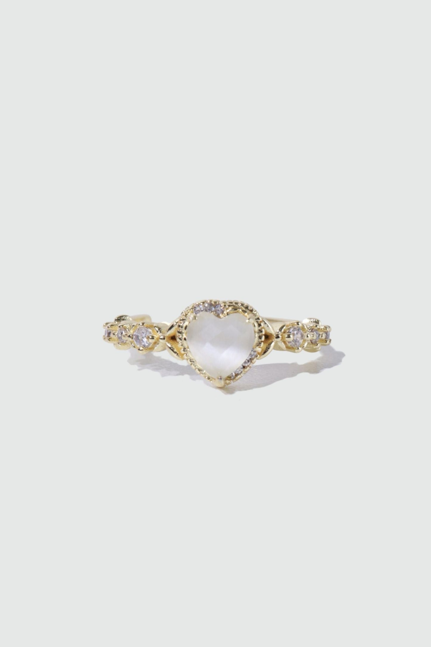 14K Real Gold Plated White Heart Ring