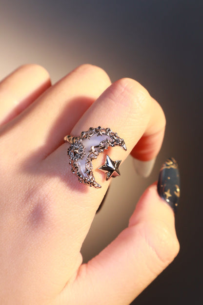Blue Resin Moon Ring