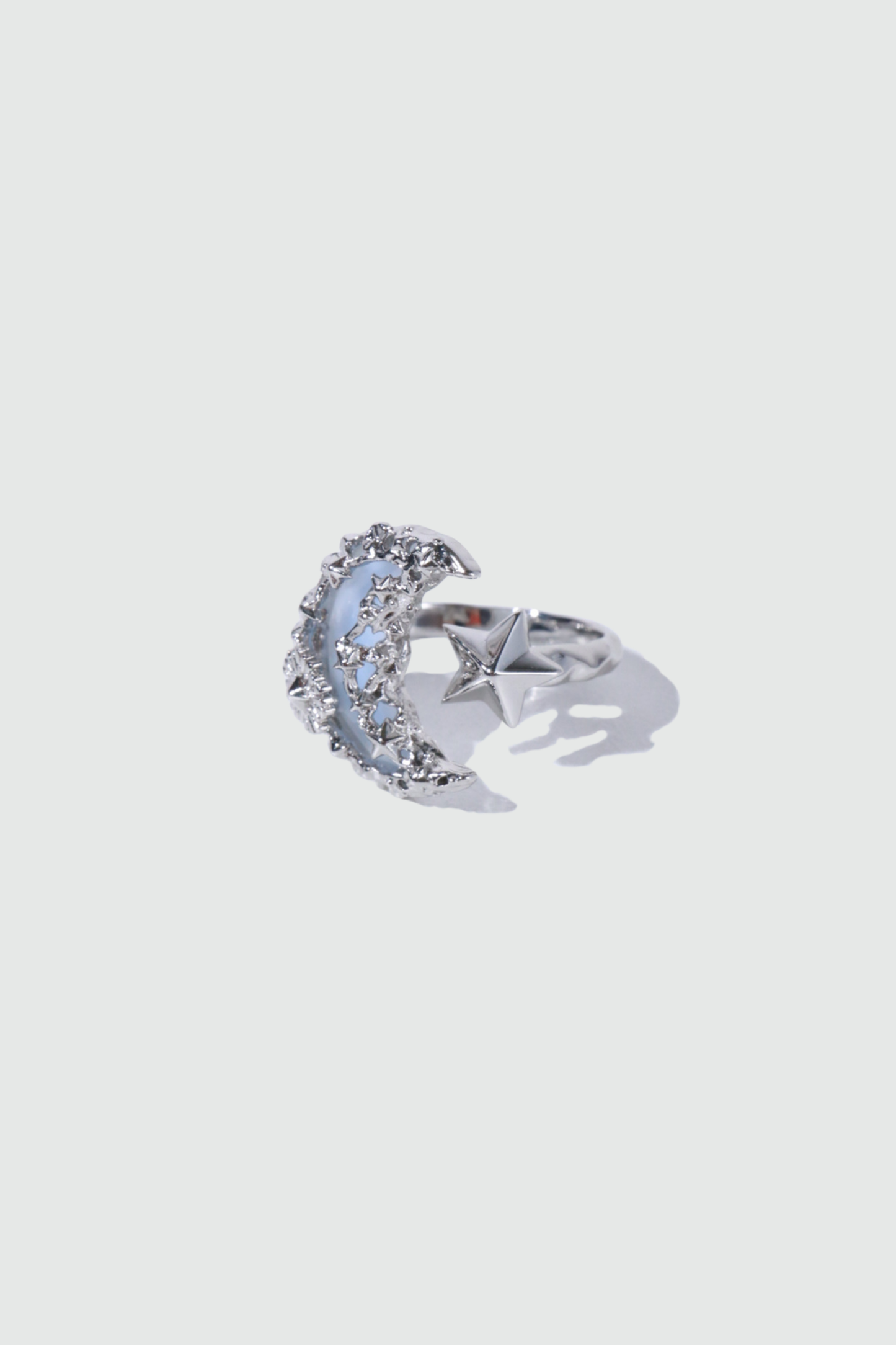 Blue Resin Moon Ring
