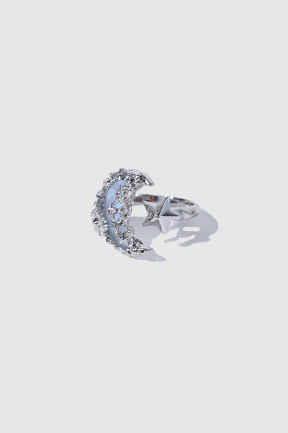 Blue Resin Moon Ring