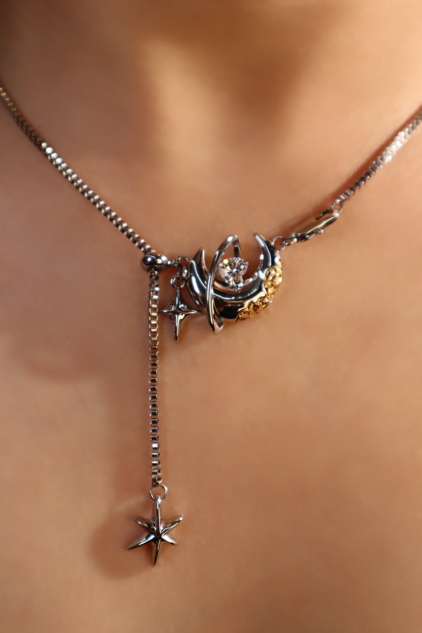 Moon Around Heart Necklace