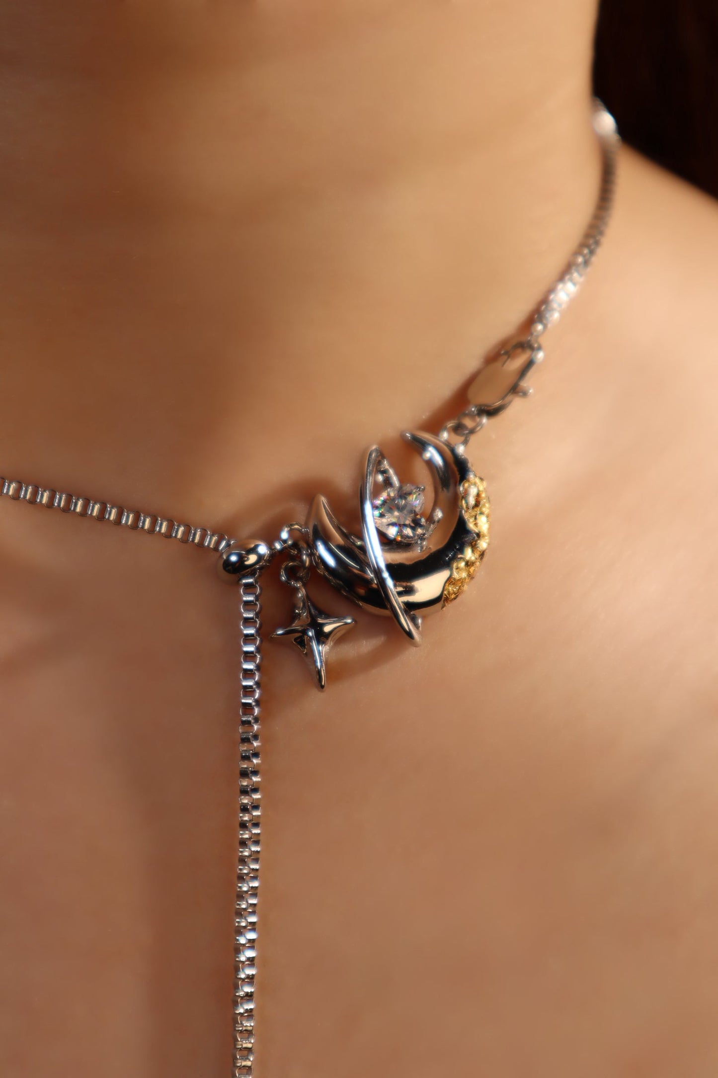 Moon Around Heart Necklace