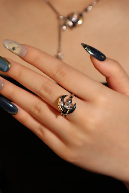 Moon Around Heart Ring
