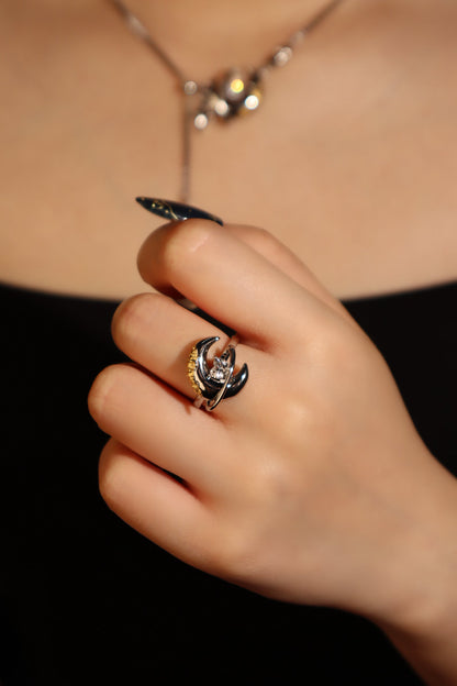 Moon Around Heart Ring
