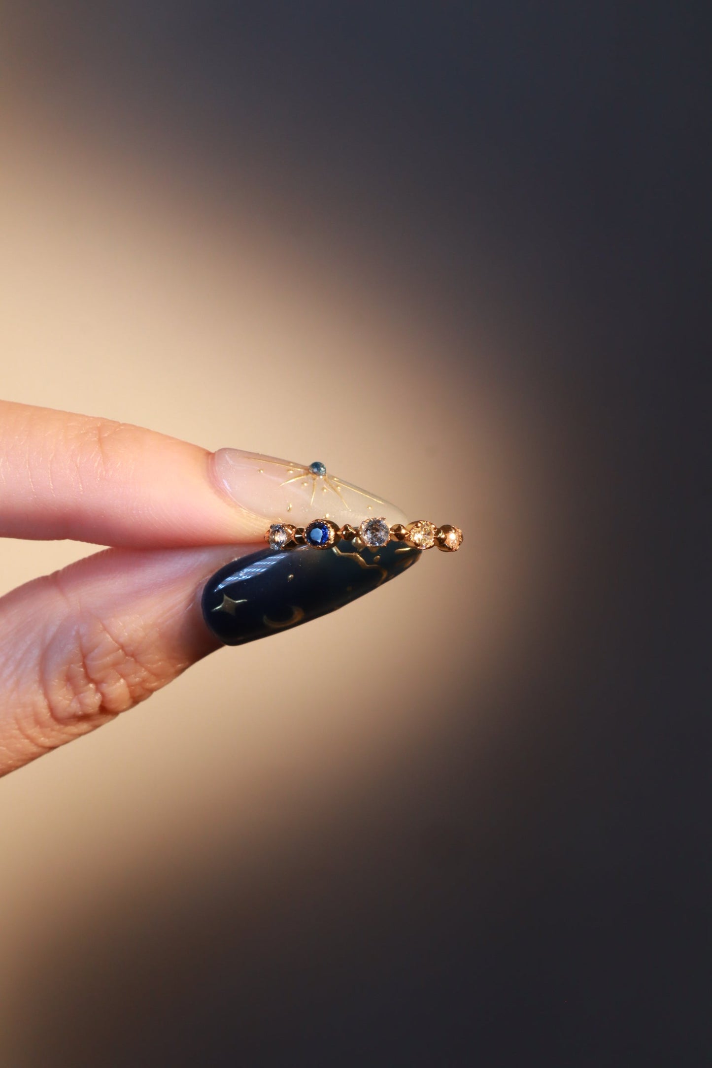 18K Real Gold Plated Gradient Sapphire Ring