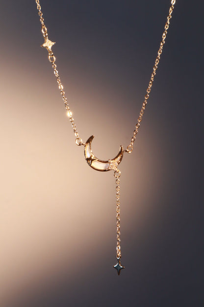 14K Real Gold Plated Lucky Moon Shell Necklace