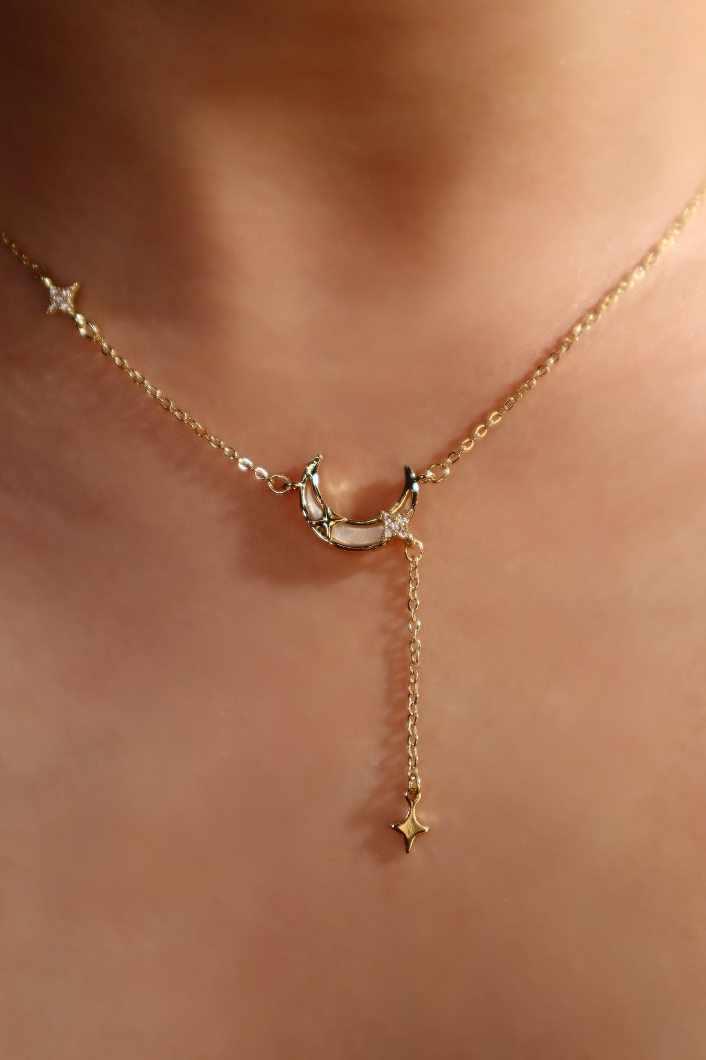 14K Real Gold Plated Lucky Moon Shell Necklace