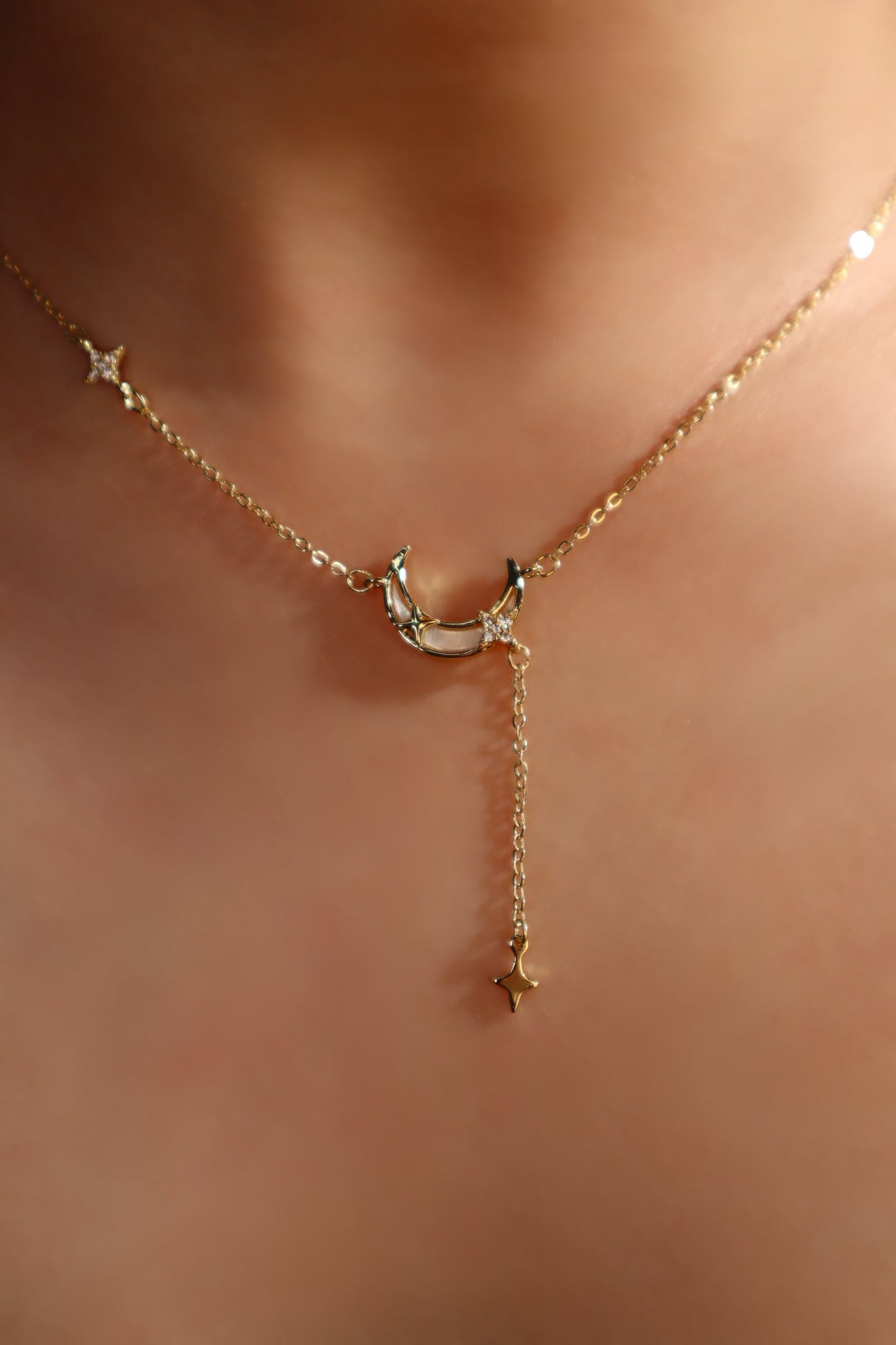 14K Real Gold Plated Lucky Moon Shell Necklace
