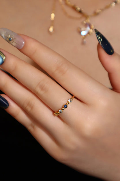 18K Real Gold Plated Gradient Sapphire Ring