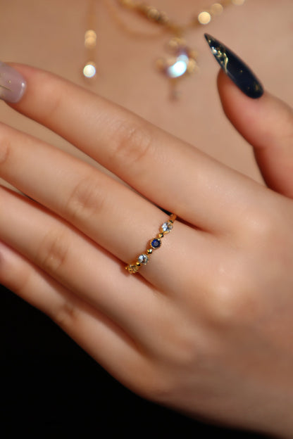18K Real Gold Plated Gradient Sapphire Ring