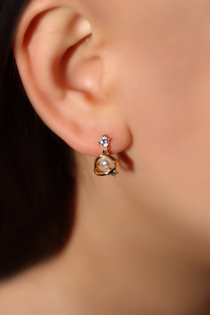 6 Pcs Saturn Pearl + Moon Earrings Bundle