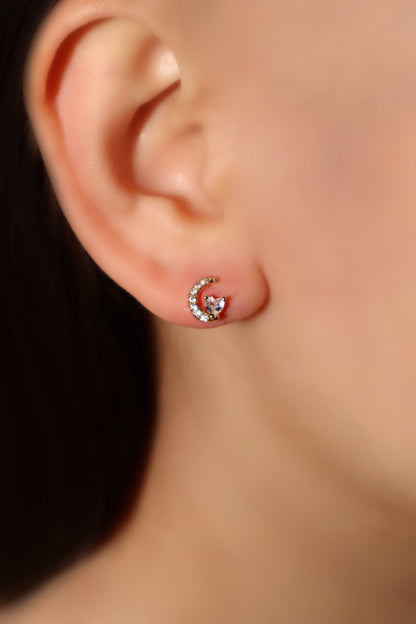 6 Pcs Saturn Pearl + Moon Earrings Bundle