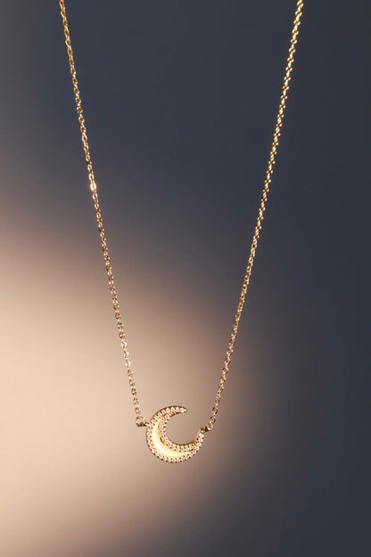 18K Real Gold Plated Diamond Shell Moon Necklace