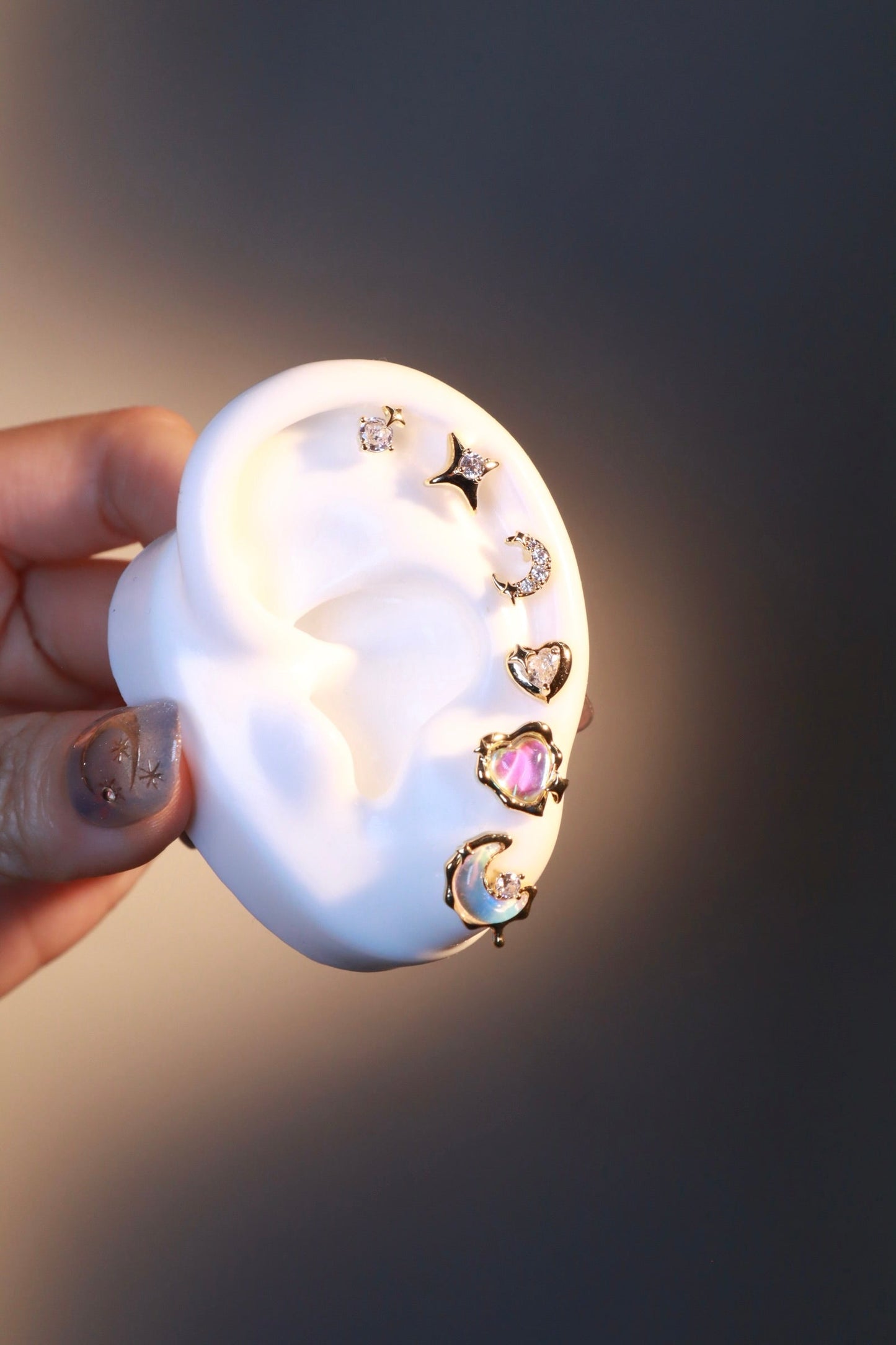 6 Pcs Moonstone + Starlet Earrings Bundle
