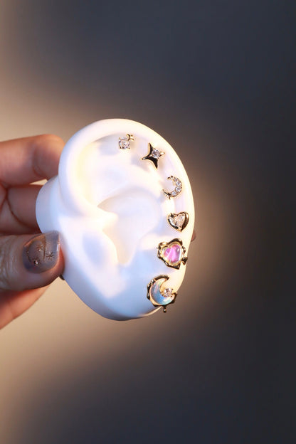6 Pcs Moonstone + Starlet Earrings Bundle