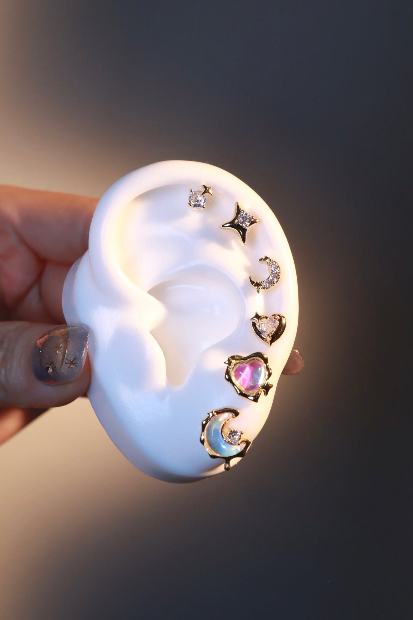 6 Pcs Moonstone + Starlet Earrings Bundle
