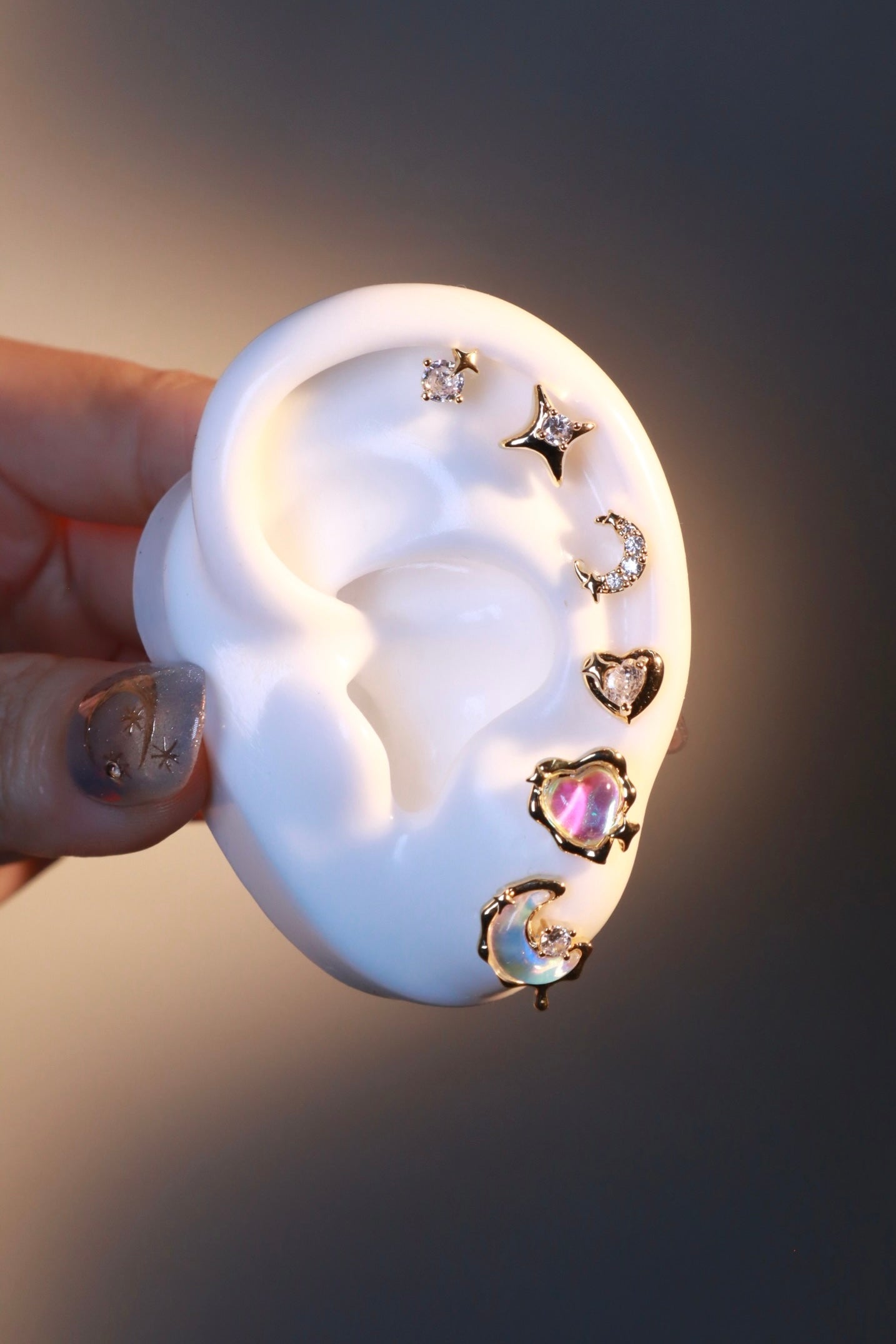 6 Pcs Moonstone + Starlet Earrings Bundle