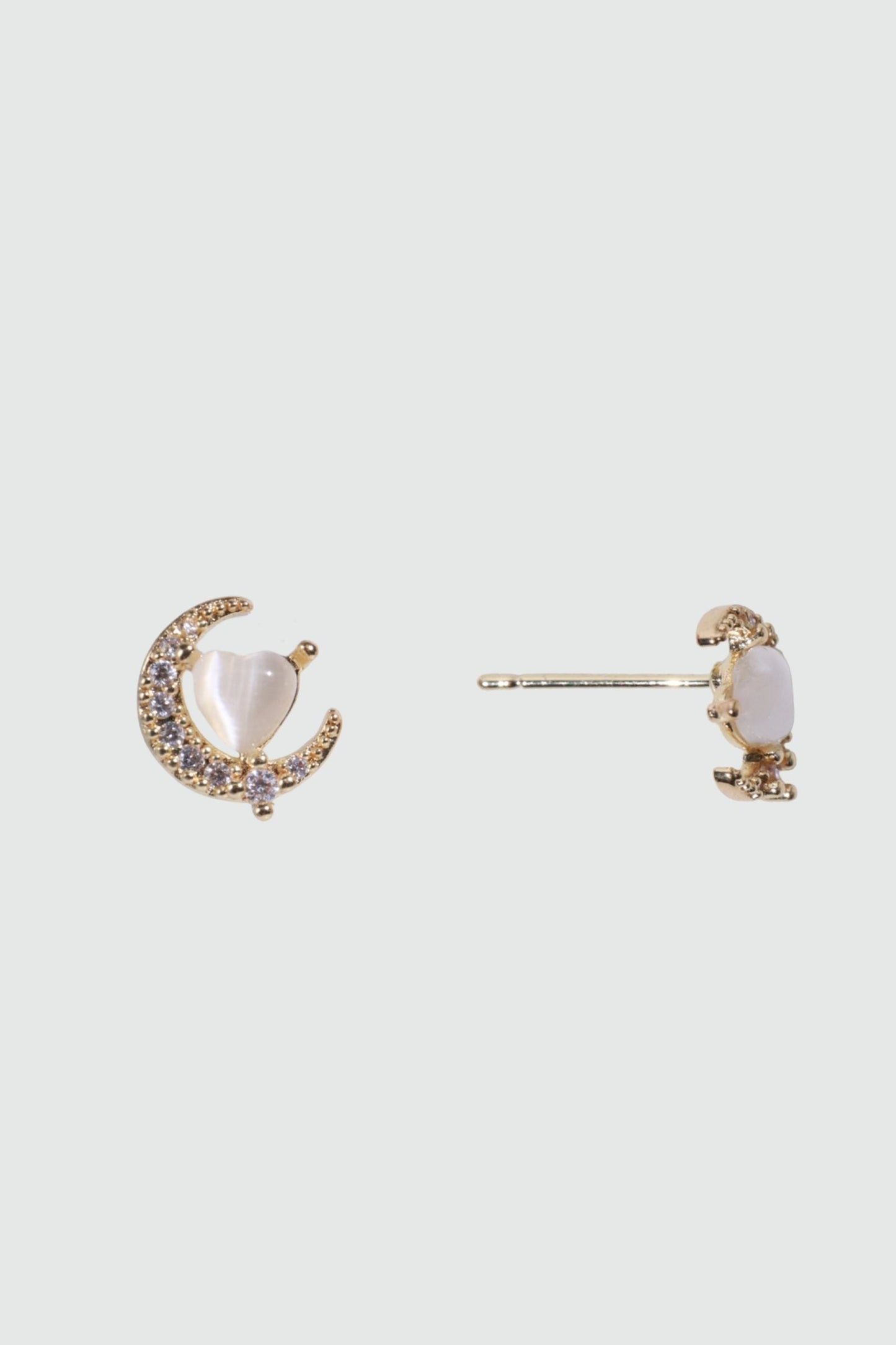 14K Real Gold Plated White Moonlight Heart Earrings
