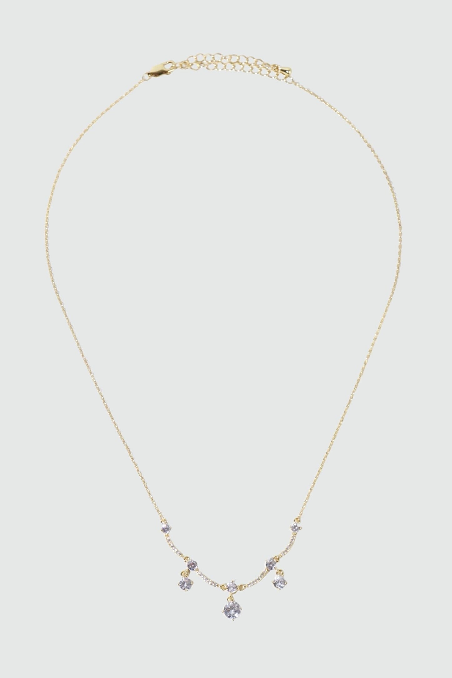 14K Real Gold Plated Curved Diamond Wave Necklace