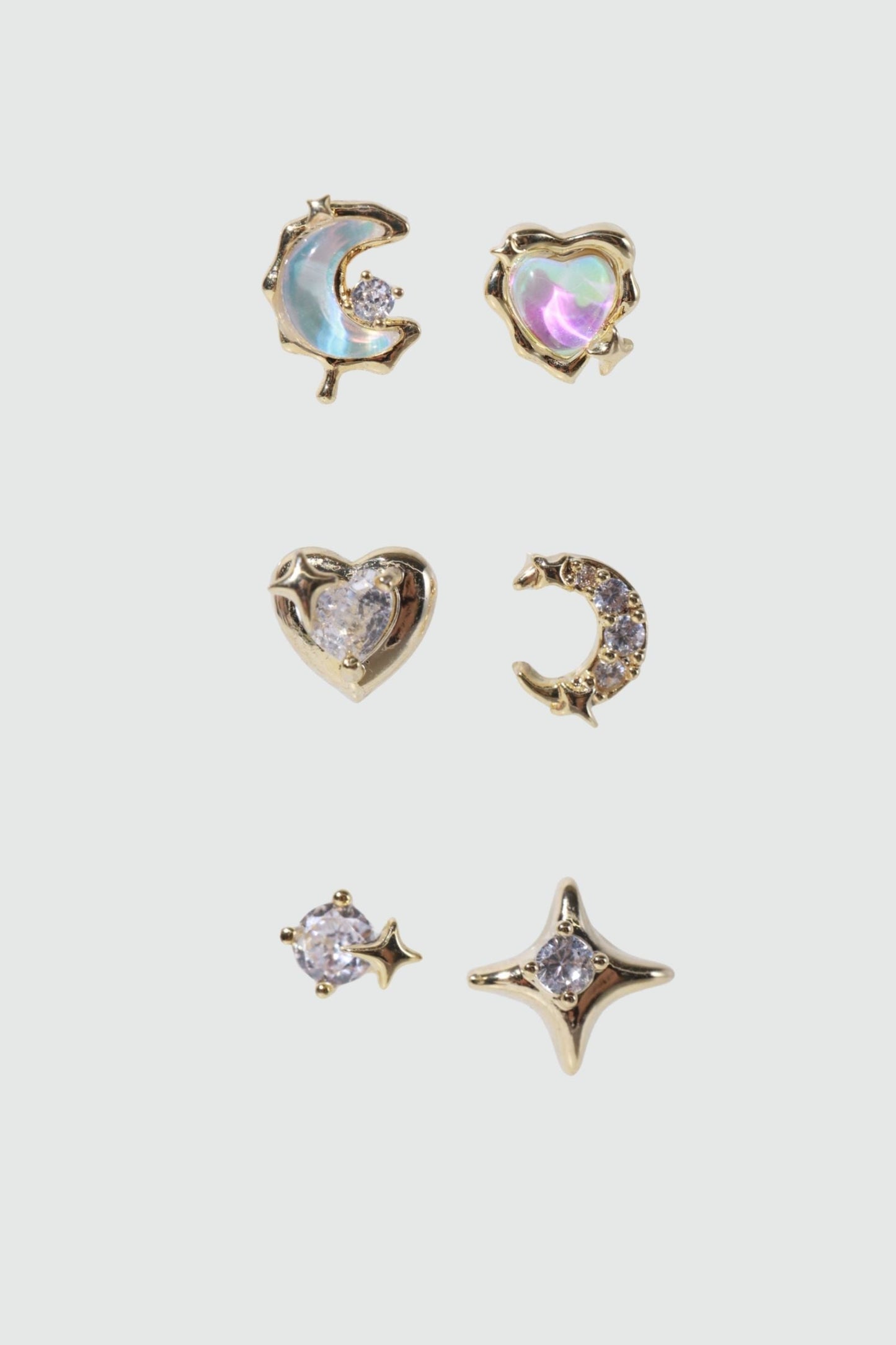 6 Pcs Moonstone + Starlet Earrings Bundle