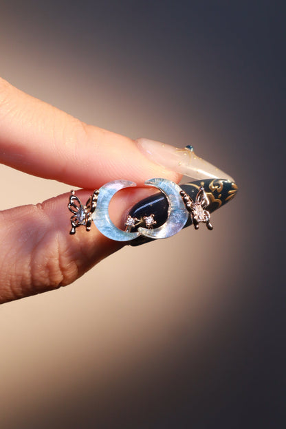 Moonstone Moon Butterfly Earrings
