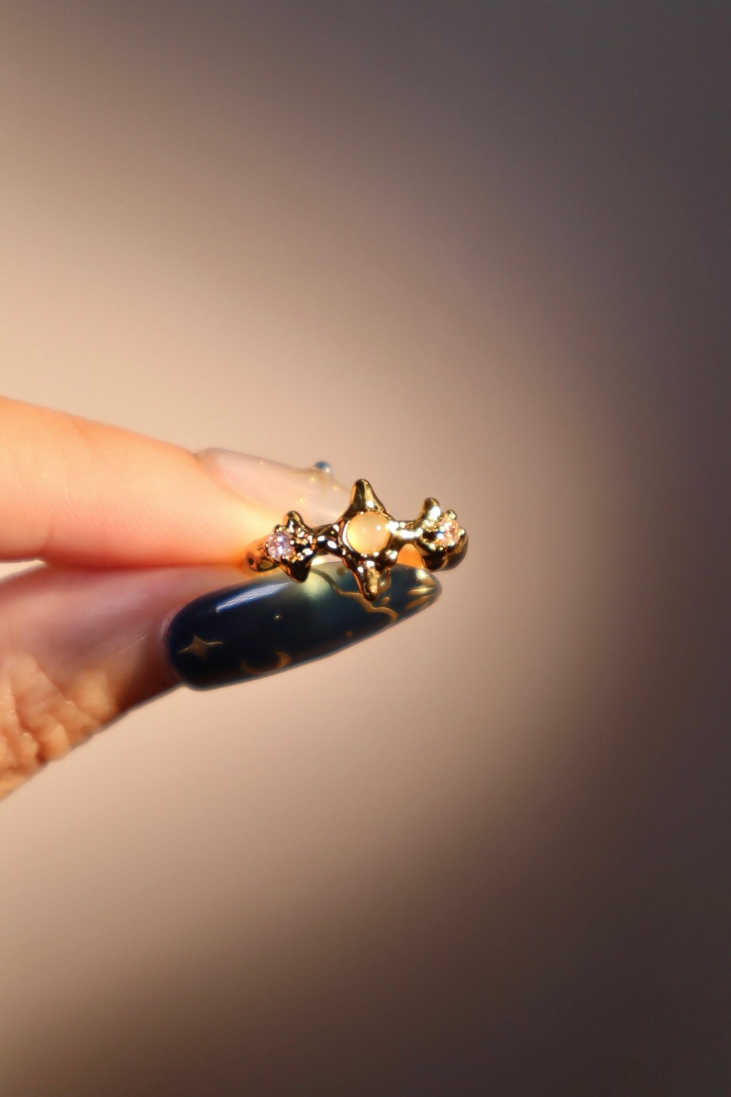 18K Real Gold Plated 3 in 1 Moonlight Star Ring