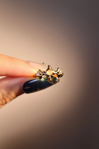 18K Real Gold Plated 3 in 1 Moonlight Star Ring