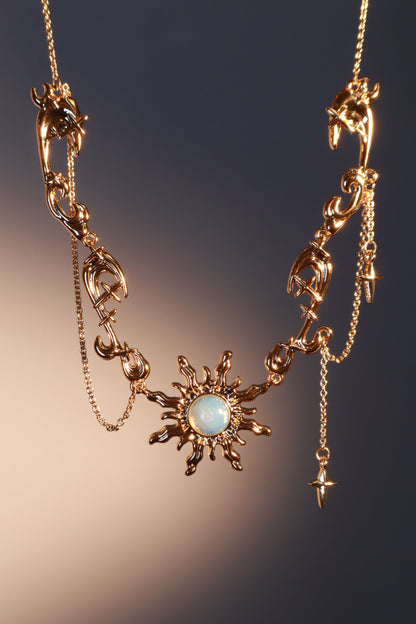 18K Real Gold Plated Frostfire Sun Necklace