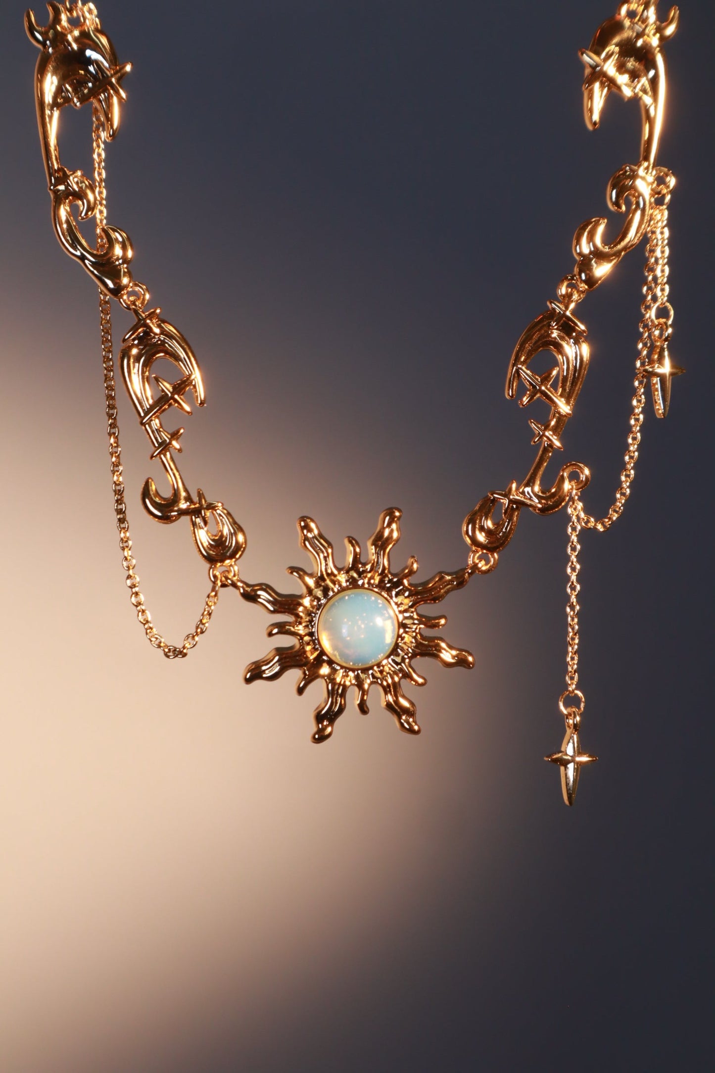 18K Real Gold Plated Frostfire Sun Necklace