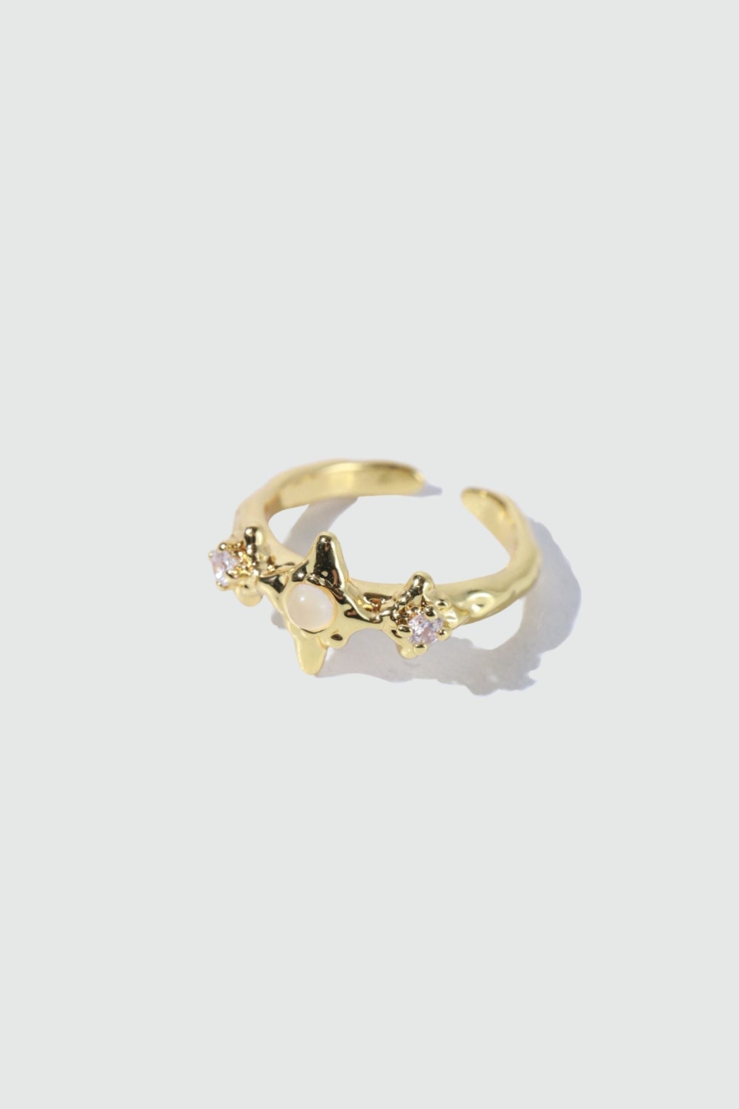 18K Real Gold Plated 3 in 1 Moonlight Star Ring