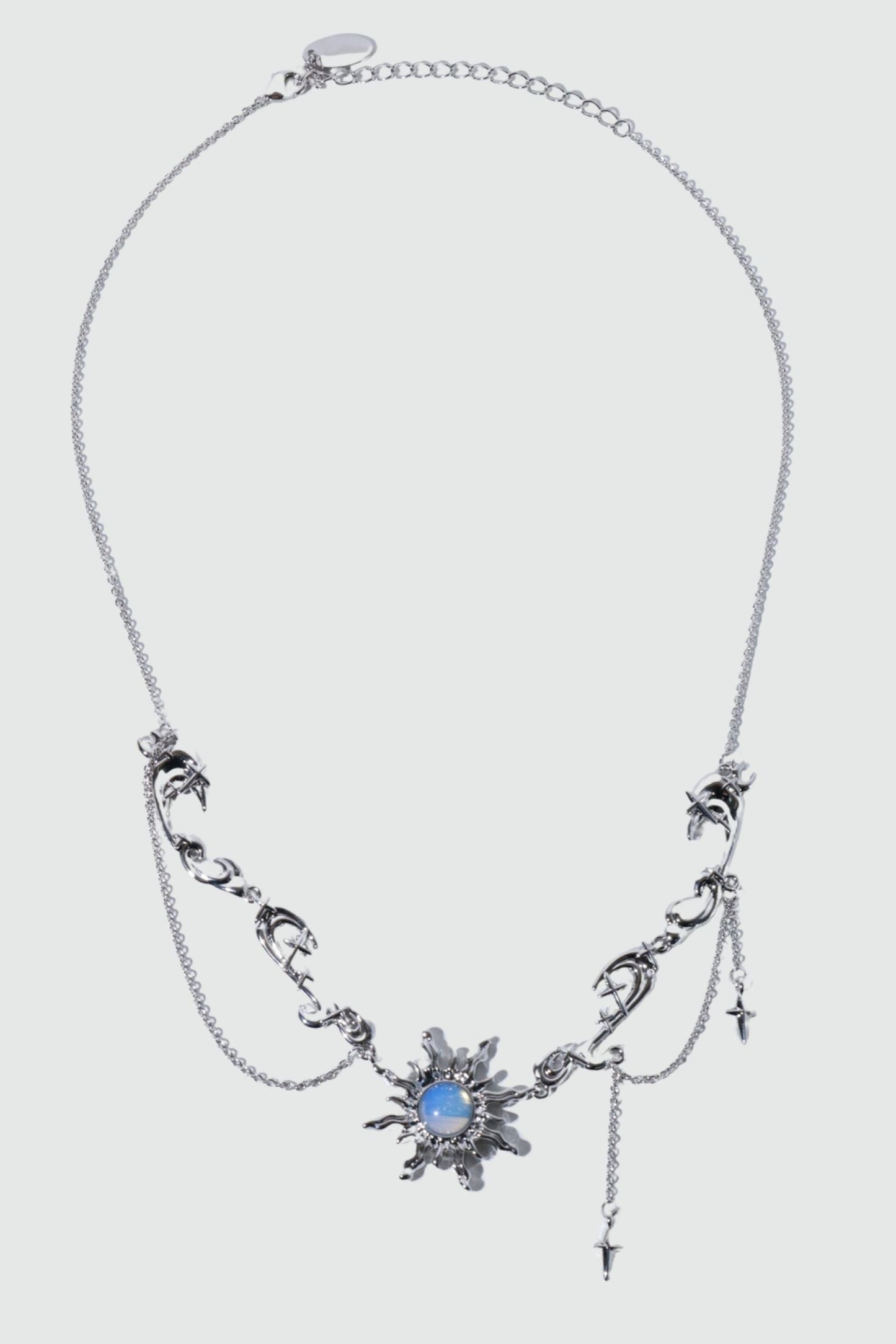 Palladium White Gold Plated Frostfire Sun Necklace