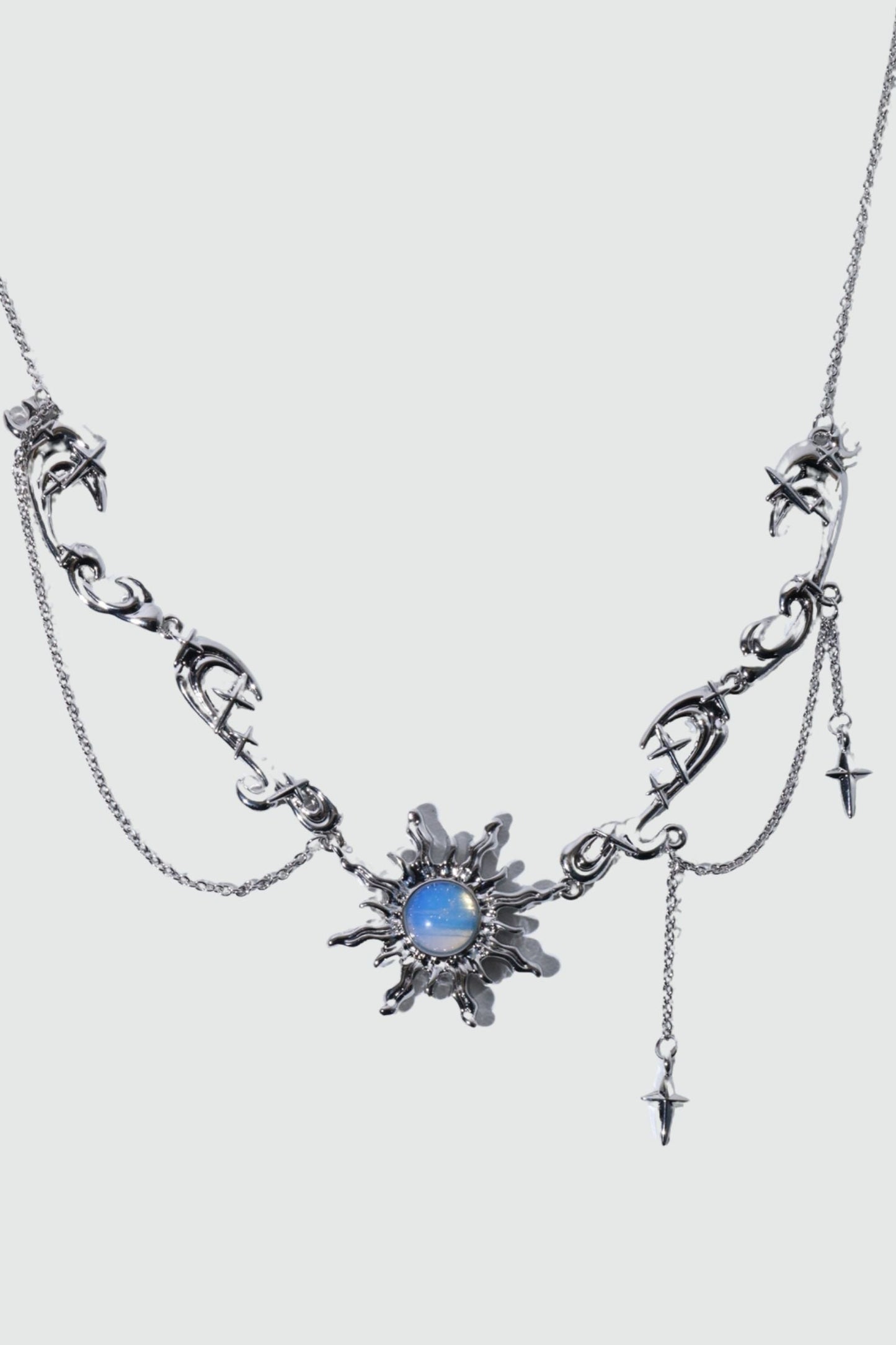 Palladium White Gold Plated Frostfire Sun Necklace