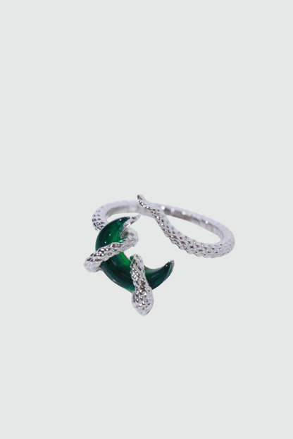 Emerald Moon Snake Ring